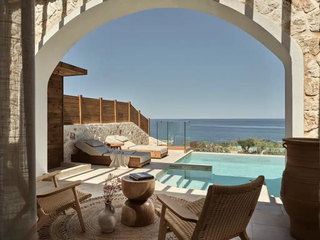 Premium Photo  Holiday villas with mediterranean sea view greece